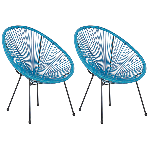 Gartenstuhl 2er Set ACAPULCO II Polyrattan Blau