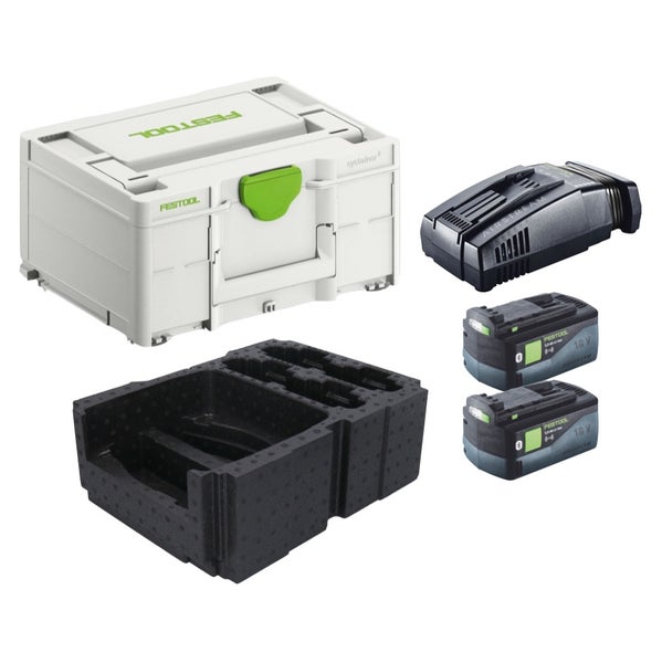 Festool Energie Set 2x BP 18 Li 5,0 ASI EU Akkupack 18 V 5,0 Ah ( 2x 577660 ) + SCA 16 Schnellladegerät 10,8 V - 18 V ( 576953 ) + Systainer