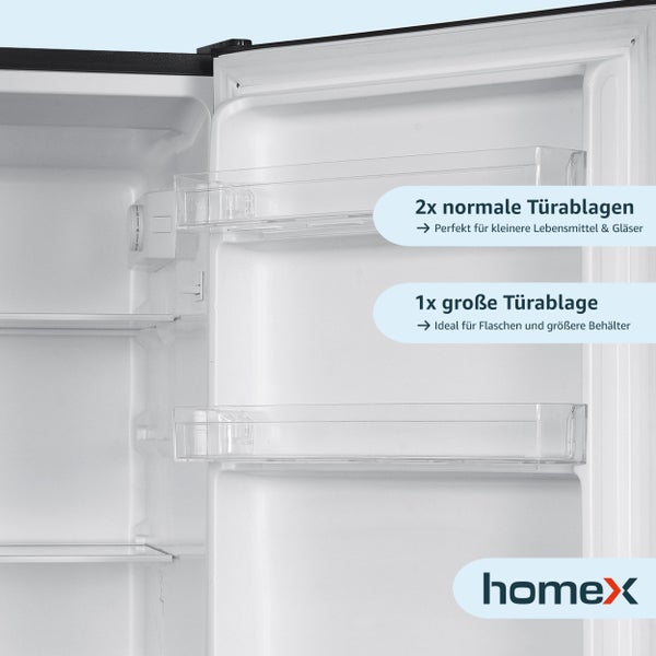 homeX Kühlschrank mit Gefrierfach Kühl-Gefrierkombination freistehend 173 Liter Nutzinhalt 40 dB CFS1110-B schwarz