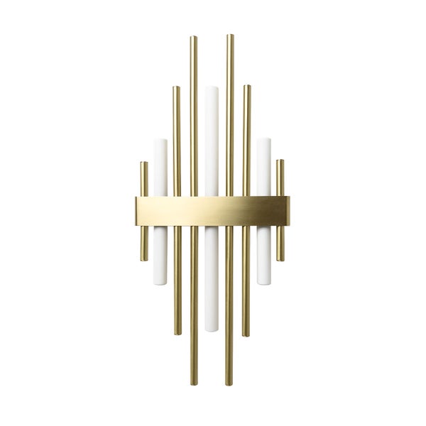 Wandleuchte mit goldenen und weißen Röhren