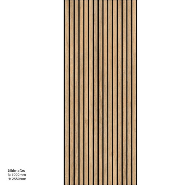 Eiche Streifen, 100x255cm, fugenlose Wandpaneele aus Alu-Verbund 3mm, Duschrückwand