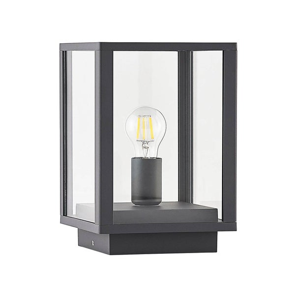 Lindby Außenleuchte Giavanna (spritzwassergeschützt (Modern) in Schwarz aus Aluminium (1 flammig, E27) - Wegeleuchte Pollerleuchte Wegelampe Sockelleuchte