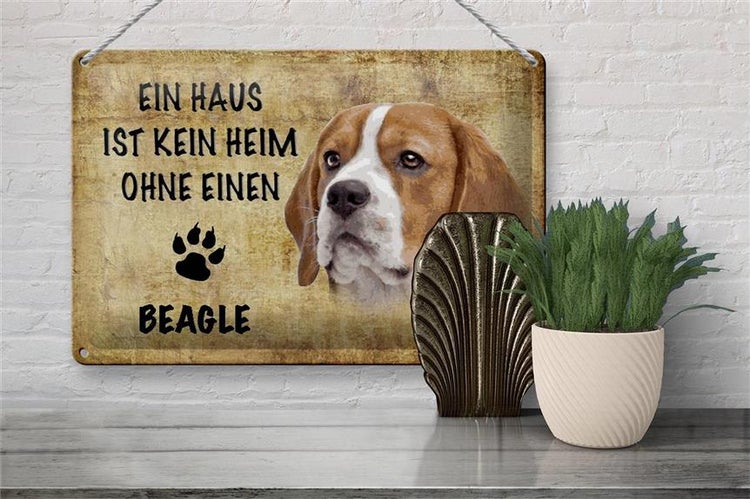 Blechschild Spruch 30x20cm Beagle Hund ohne kein Heim