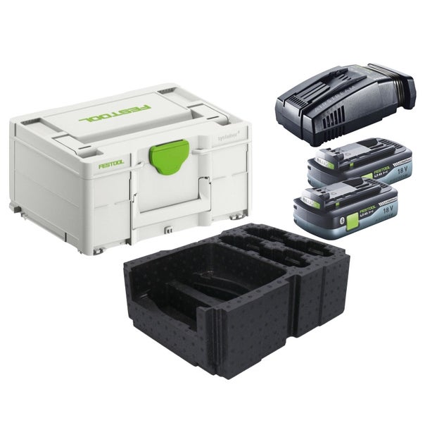 Festool Energie Set 2x BP 18 Li 4,0Ah HPC-ASI Akkupack 18V 4,0Ah HighPower ( 2x 205034 ) + SCA 16 Schnellladegerät 10,8 V - 18 V ( 576953 ) + Systainer