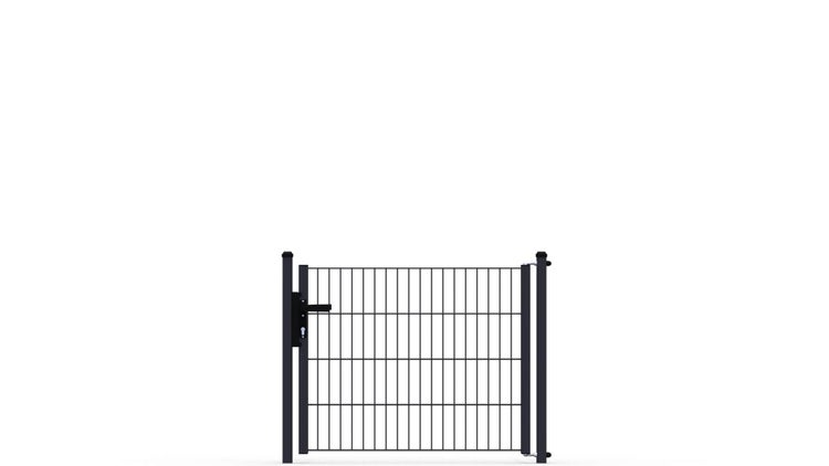 Gartentor ZAUNGURU ECO-Line aus Metall, Höhe: 83cm, Breite: 117cm, 1-flügelig inkl. Pfosten, Locinox-Schloss und Zubehör, Feuerverzinkt und zusätzlich in RAL 7016 Anthrazitgrau pulverbeschichtet