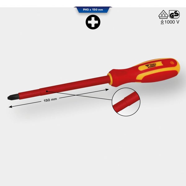 BRILLIANT TOOLS VDE Schraubendreher PH Phillips PH3 x 150 mm - BT068009