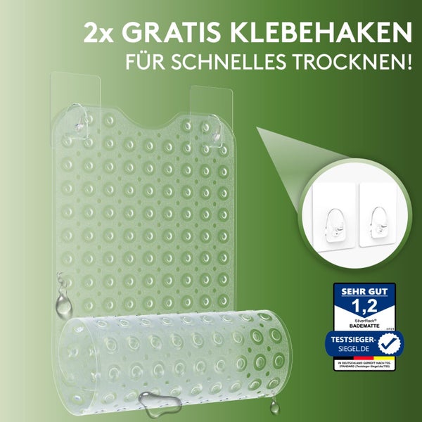 SilverRack Badewannenmatte 100x40 cm (Babyblau) - Antirutschmatte Badewanne BPA frei für Kinder und Babys - Duschmatte schimmelresistent & maschinenwaschbar - Badematte rutschfest
