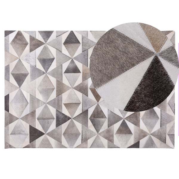 Teppich ALAKA Grau 140 x 200 cm Echtleder