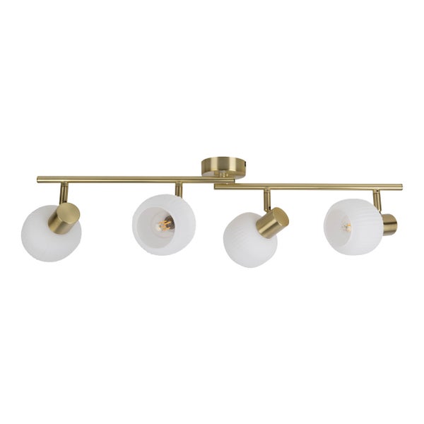 Deckenleuchte mit vier Lampen und Glasschirmen