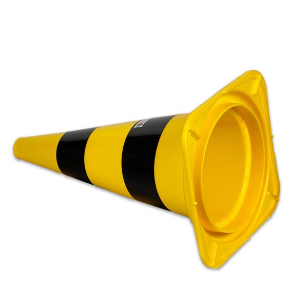 Gelber und schwarzer Verkehrskegel