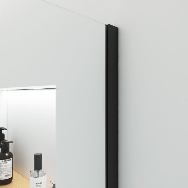 Home Deluxe - Duschabtrennung - BAKI - Breite: 160 cm, Profil Schwarz, Klarglas, Aluminiumrahmen - 10 mm ESG - Sicherheitsglas I Walk in Dusche, Duschwand, Duschtür