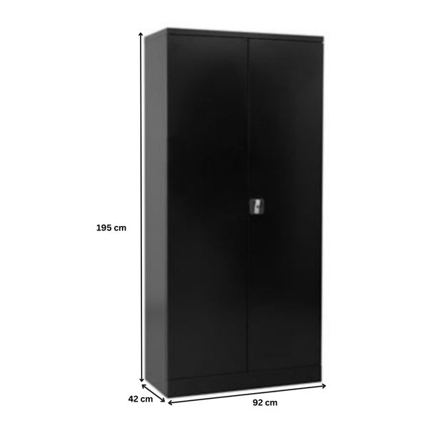 PROREGAL Stahlschrank Bee 10 Fachböden HxBxT 195 x 92 x 42 cm Pulverbeschichtetes Fachbodenmaterial Schwarz & Schwarz
