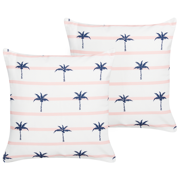 Gartenkissen 2er Set MOLTEDO Streifenmuster 45 x 45 cm Weiß