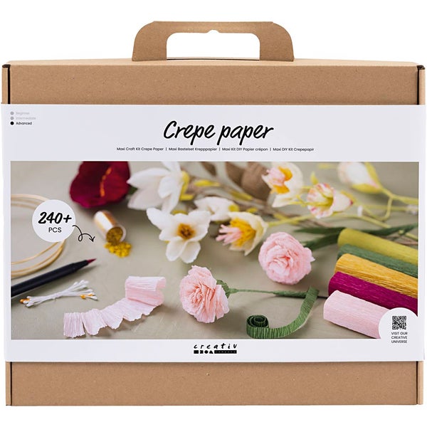 Creativ Company DIY Sets Krepppapier Maxi Kreativ Set Krepppapier, Blumen, Kreppanteil: 180%, 105 g, Kreativ Box