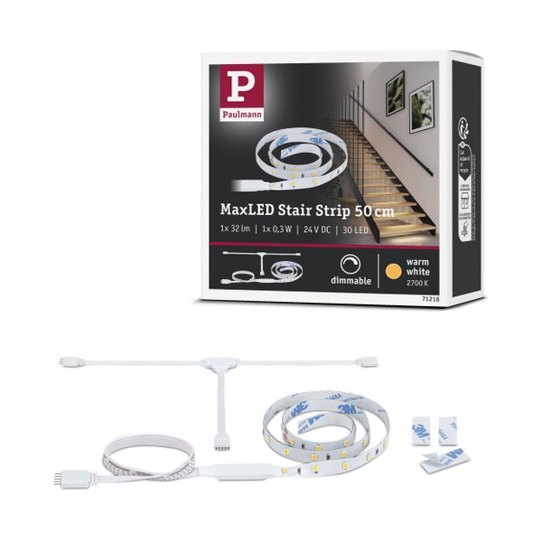 Paulmann MaxLED Stair Strip 50 Zentimeter mit Zubehör und Verpackung