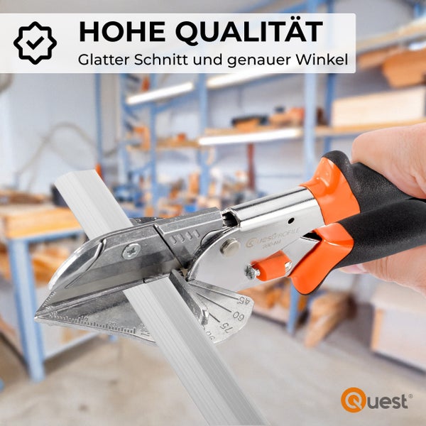 Quest Profilschneider mit Winkelanzeige schneidet ein Werkstück
