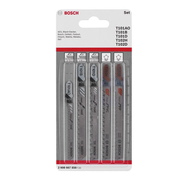 Bosch Stichsägeblatt-Set Wood and Plastics 5tlg. Einnockenschaft - 2608667858