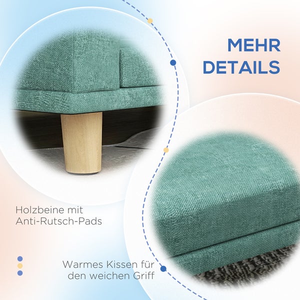 PawHut Hundesofa, Hundebett, Hundesessel mit Erhöhtem Design, Hundecouch mit Holzbeine, Haustiersofa mit Kissen, Katzensofa für große Hunde, 98 x 67 x 25 cm, Grün
