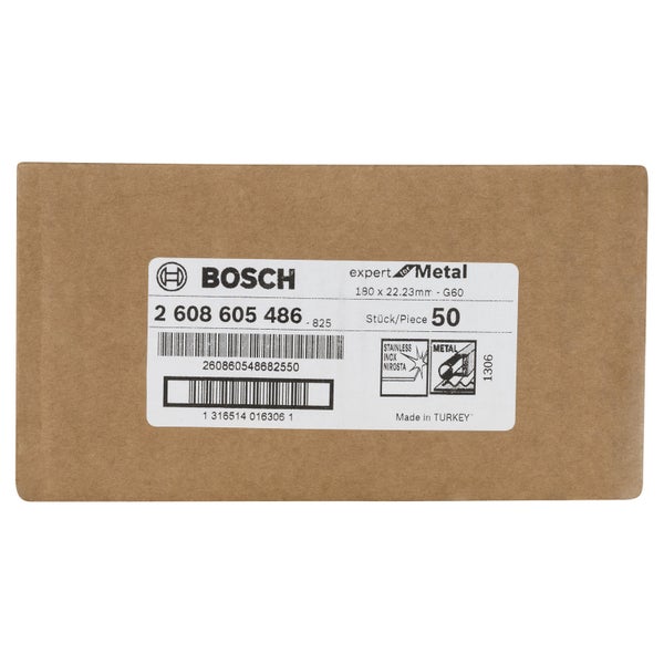 Bosch 50x Fiberschleifscheibe Expert for Metal Korund 180 mm 22 mm 60 - 2608605486