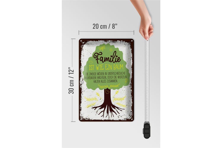Blechschild Spruch Familie ist Baum halten alles Zusammen 20x30cm
