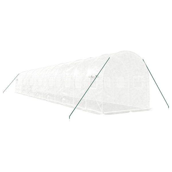 Gewächshaus mit Stahlrahmen Weiß 28 m² 14x2x2 m
