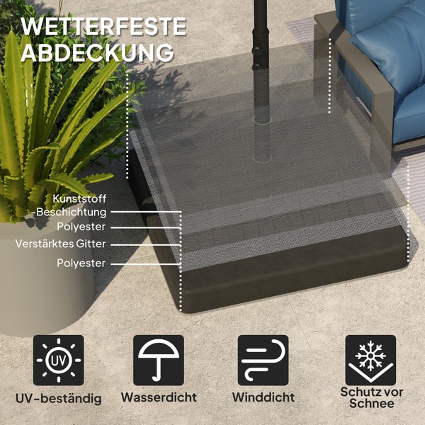 Outsunny Sonnenschirmständer 4-teilig Wasserdicht Schirmgewicht, Schirmständer für Ampelschirm, Bodenkreuz befüllbar mit Sand 80 kg, Ampelschirmständer Gewichte Sonnenschirmfuß Kunststoff Schwarz