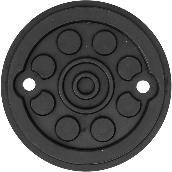 Runder schwarzer Gummipuffer mit Noppenoberfläche zur Schwingungsdämpfung.