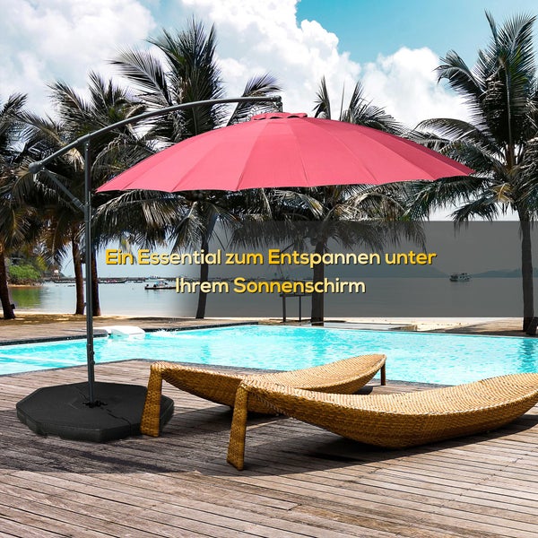 Outsunny 4-tlg. Schirmgewicht für Ampelschirm, Sand/Wasser befüllbar bis 140 kg, 109L x 109B x 10H cm, HDPE, Schwarz