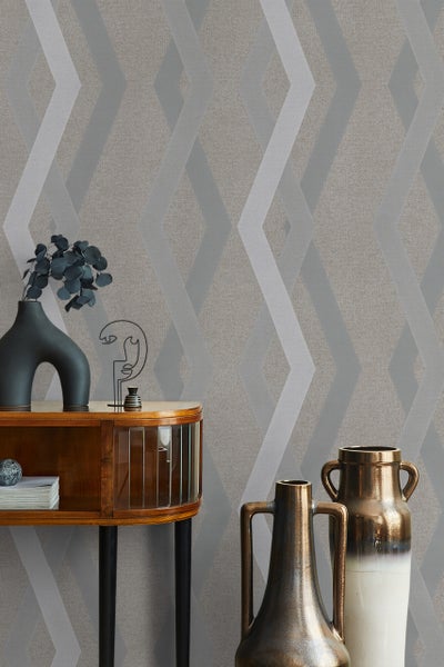 Tapete Beige Grafisch Modern für Wohnzimmer Schlafzimmer MADE IN GERMANY 10,05 x 0,53m