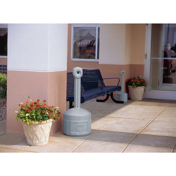PROREGAL Sicherheits Standascher Standaschenbecher aus Kunststoff 15 Liter Innenbehälter Selbstlöschend HxB 98 x 42 cm Grau