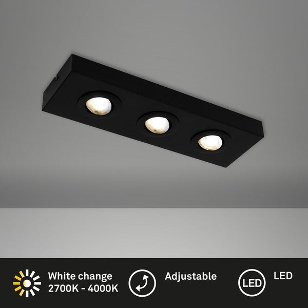 CTS LED ceiling light, black, 3xLED-platine/4W