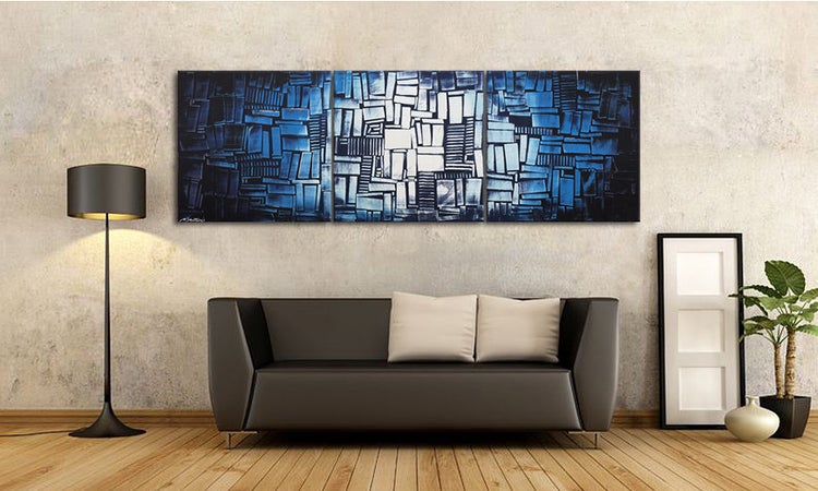 Das Wohnzimmerbild -Ice Cubes- 210x70x2 cm handgemaltes Unikat