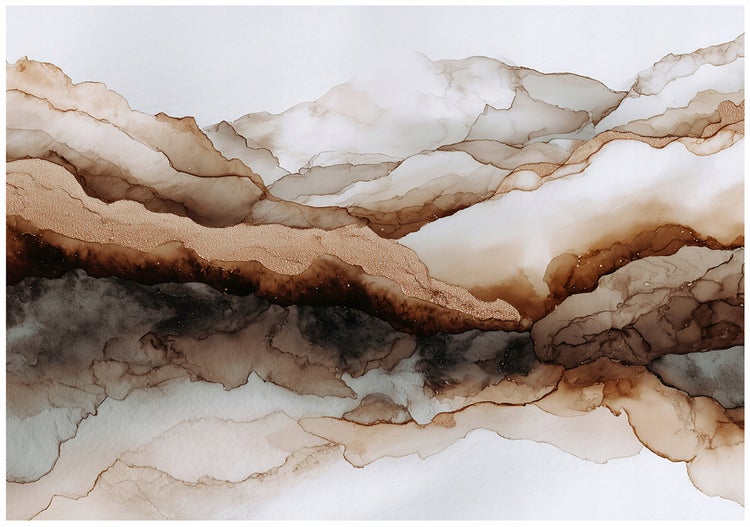 Abstraktes Wandbild mit braunen und goldenen Farbverläufen