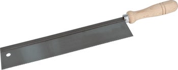 Feinsäge mit Metallblatt und Holzgriff für präzise Holzarbeiten.