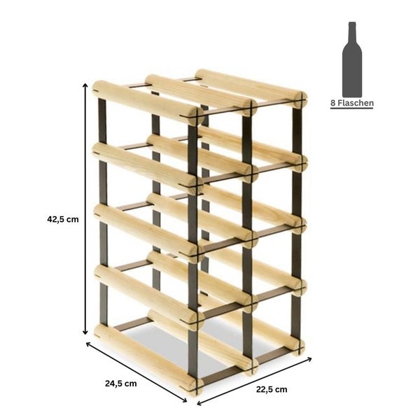 PROREGAL Modulares Weinregal Vinotega Mod Metal HxBxT 42,5 x 22,5 x 24,5 cm 2 x 4 Flaschen Massives Kiefernholz Braun Geölt