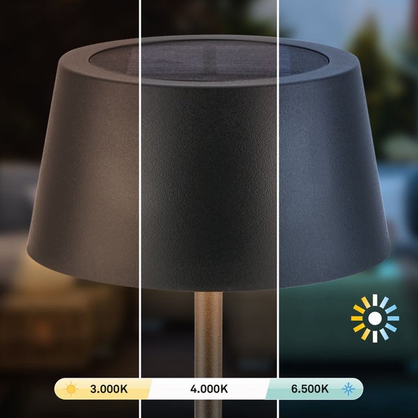 Solar Tischleuchte mit Touchdimmer 2W 160 lm CCT Einstellbares Weiß Awia schwarz