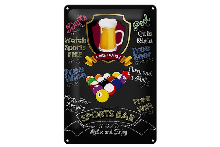 Blechschild Spruch 20x30cm sports bar Beer Bier relax enjoy