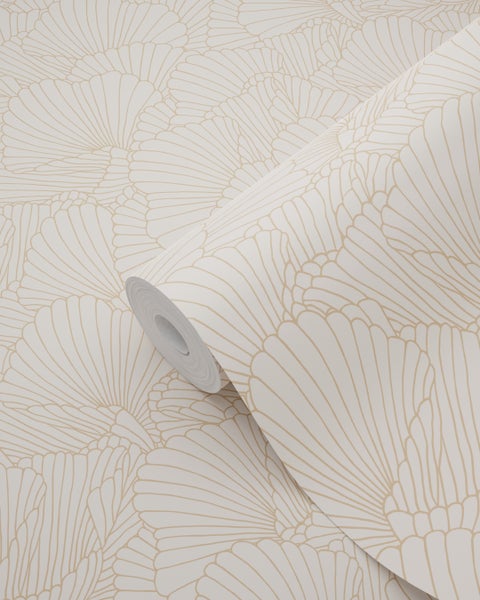 Tapetenrolle mit floralem Fächermuster