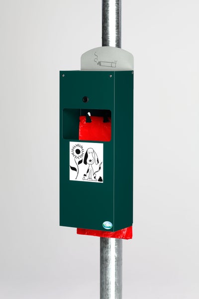 PROREGAL Robuster Kombiascher Mit Hundekotbeutelspender Inkl. Hinweisschild Wand Oder Rohrmontage HxBxT 60 x 13 x 20,5 cm Verzinkter Stahl Grün