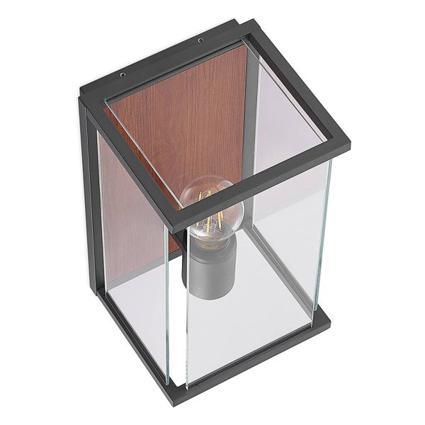 Lucande Wandleuchte außen Elwin (spritzwassergeschützt (Modern) in Schwarz aus Aluminium (1 flammig, E27) - Außenwandleuchten Wandlampe Led Außenlampe Outdoor für Außenwand/Hauswand