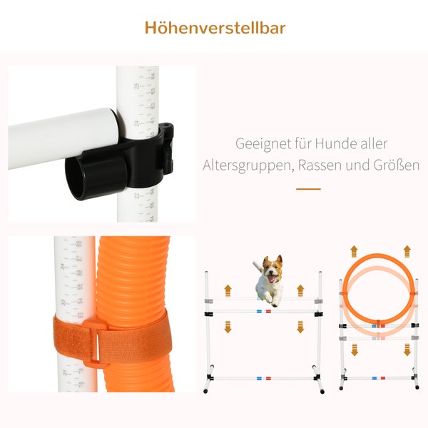 PawHut Agility-Ausrüstung, 323L x 67B x 94,5H cm, PE, Weiß+Gelb