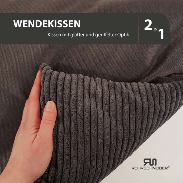 Rohrschneider Tierbett Cordstoff breit Gr. 1 grau + faltbarer Reisenapf