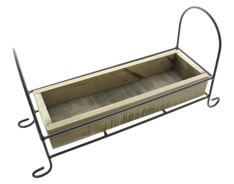 FRANK FLECHTWAREN | Dekoschale Ranken, HOLZ, METALL, 40 x 14 x 24 cm, Schale 38 x 13 x 6 cm