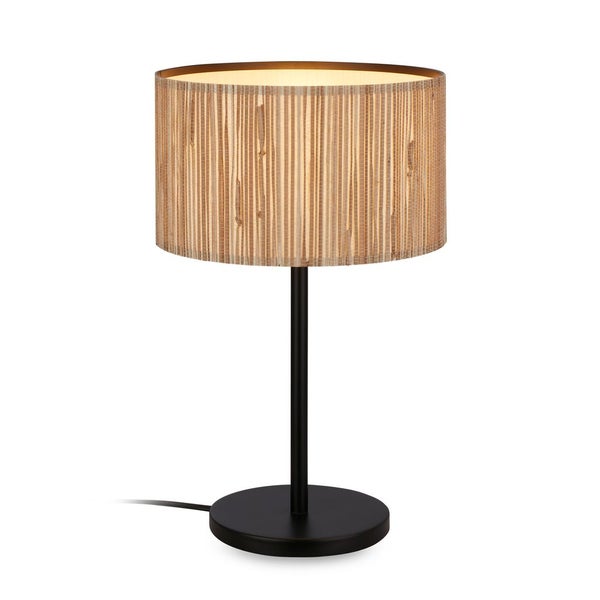 Briloner Slama Tischlampe, Seegras Schirm, Kabelschalter, Boho-Stil, E27 Fassung, Natur, Ø25 x 41,5 cm