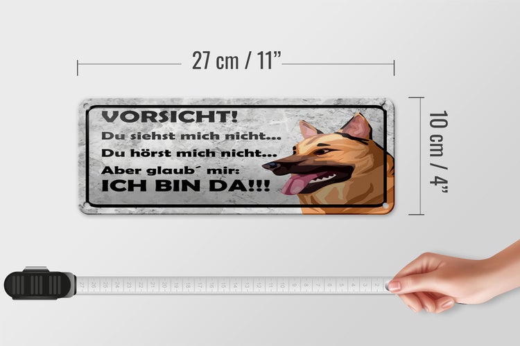 Blechschild Spruch 27x10 cm Vorsicht Hund Du siehst mich nicht