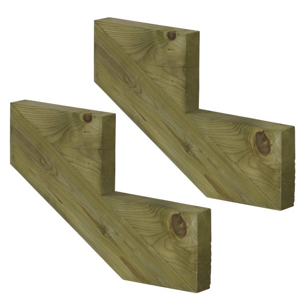 2er Set Treppenwange 2 Stufen aus KDI Holz für Gartentreppe, Außentreppe, Terrassentreppe n-Höhe 34cm