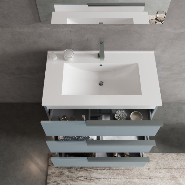 Bodenstehendes Möbel-Set für das Badezimmer, himmelblaue Farbe | New York