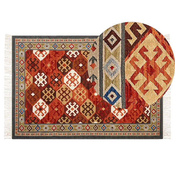Teppich URTSADZOR Bunt 140 x 200 cm Wolle Kelim