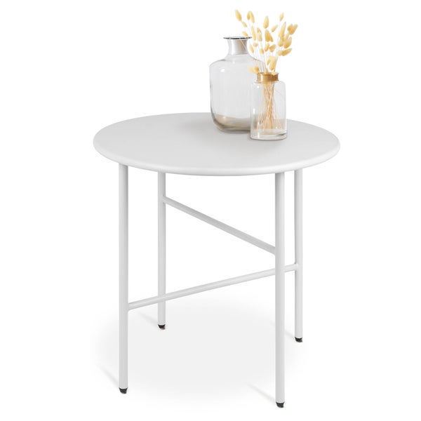 Beautissu Finn Beistelltisch Ø 44x46cm Weiß Metall