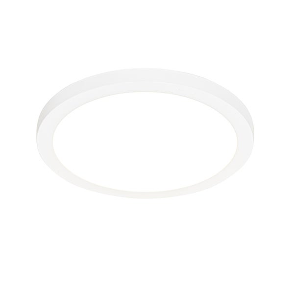 Rundes, flaches LED-Panel in Weiß für die Deckenmontage.